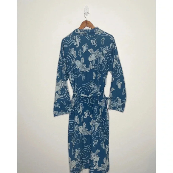 Alix of Bohemia First Wave Fish Kimono Long Belted Blue Cardigan Coat - Picture 13 of 16